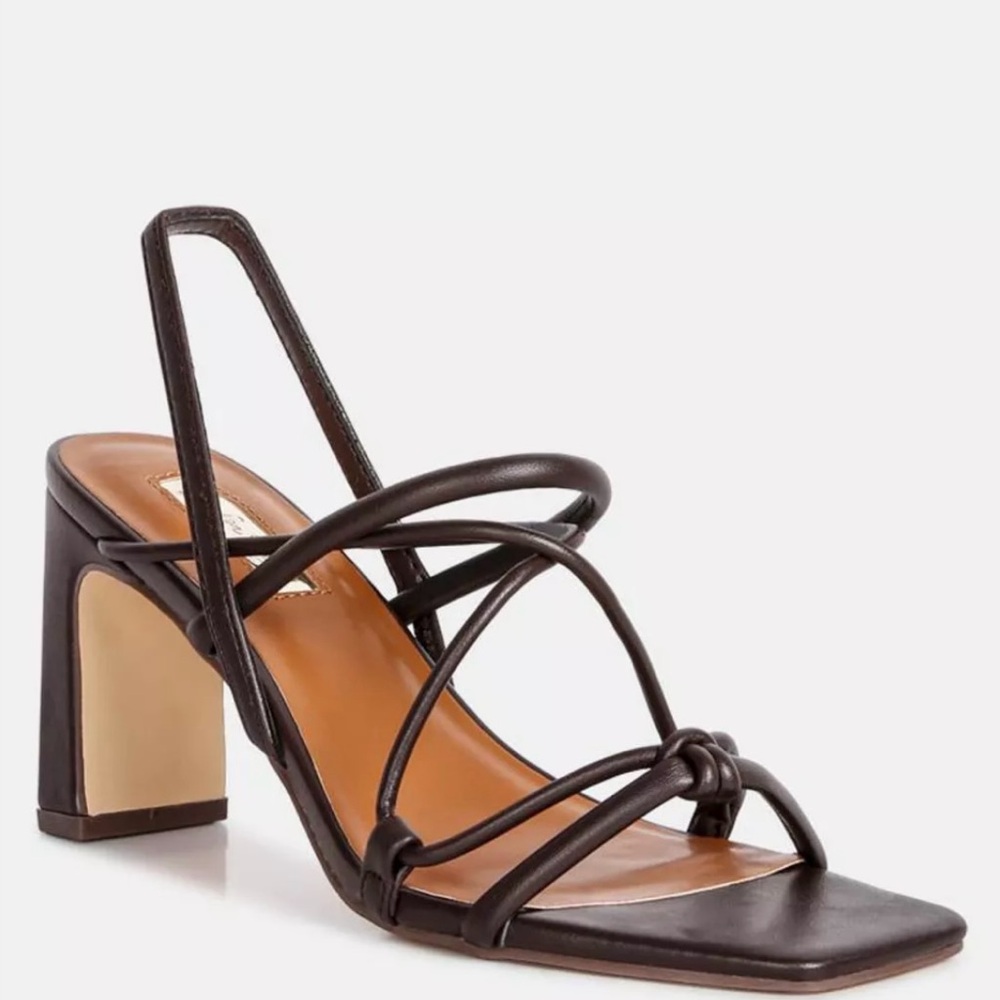Women's Two Strings Slingback Slim Block Heel Sandals
